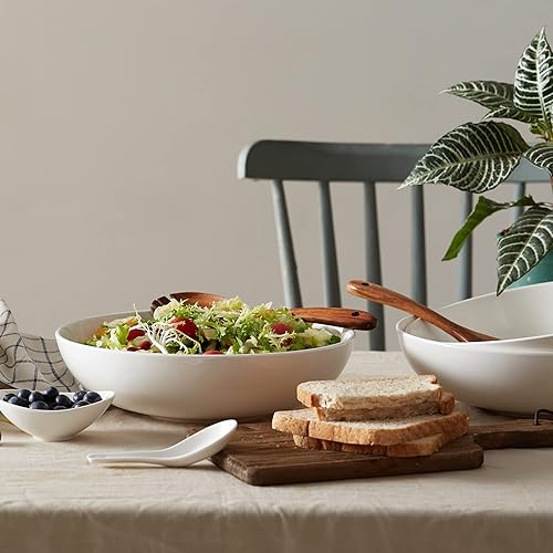 Vista 6 de DOWAN Tazones grandes de 11.5 pulgadas, plato blanco de 3.2 cuartos de galón, cuencos grandes de cerámica, aptos para microondas y lavavajillas