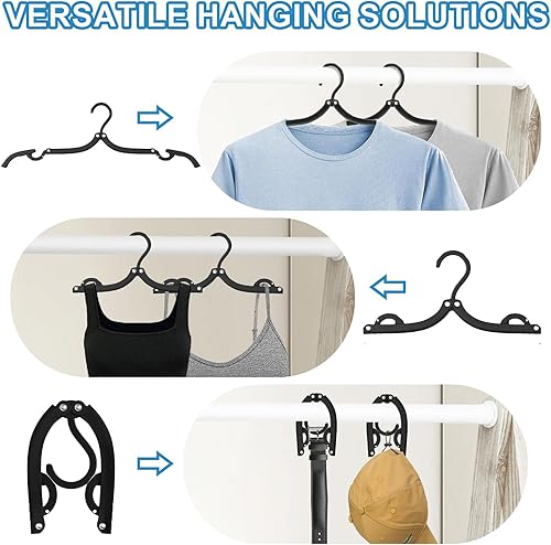 Miniatura 8 de 24 perchas de viaje  Perchas plegables portátiles para ropa de viaje, accesorios de viaje, estante de secado plegable para viajes (negro)