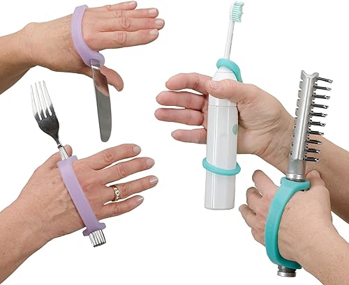 Miniatura 8 de EaZyHold Brazalete universal de silicona, ayuda adaptativa para agarre débil, soporte de movilidad limitada para la vida diaria, paquete de 9