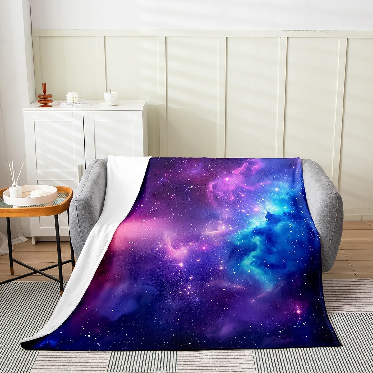 Feelyou Galaxy Plush Throw Blanket Queen 90"x90" Nebulae Flannel Fleece Blanket Outer Space All Season Bed Blanket 3D Printed Space Blanket Room Decor Universe Cloud Galaxy