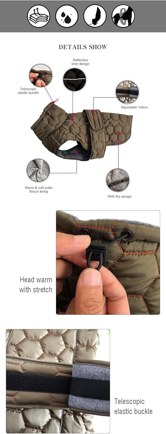 Dog Cold Weather Coat Vest Warm Fleece Jacket Puffer Dog Clothes for Small Dogs Medium Large Dogs (Green, X-Large)