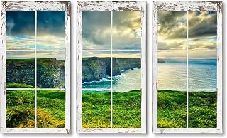 3 Panels Art Wall Paintings Magnificent Cliffs of Moher Ireland in winter Oil Paintings Photos Posters Prints Beautiful Pictures Canvas for Home Decorations Perfect Gifts