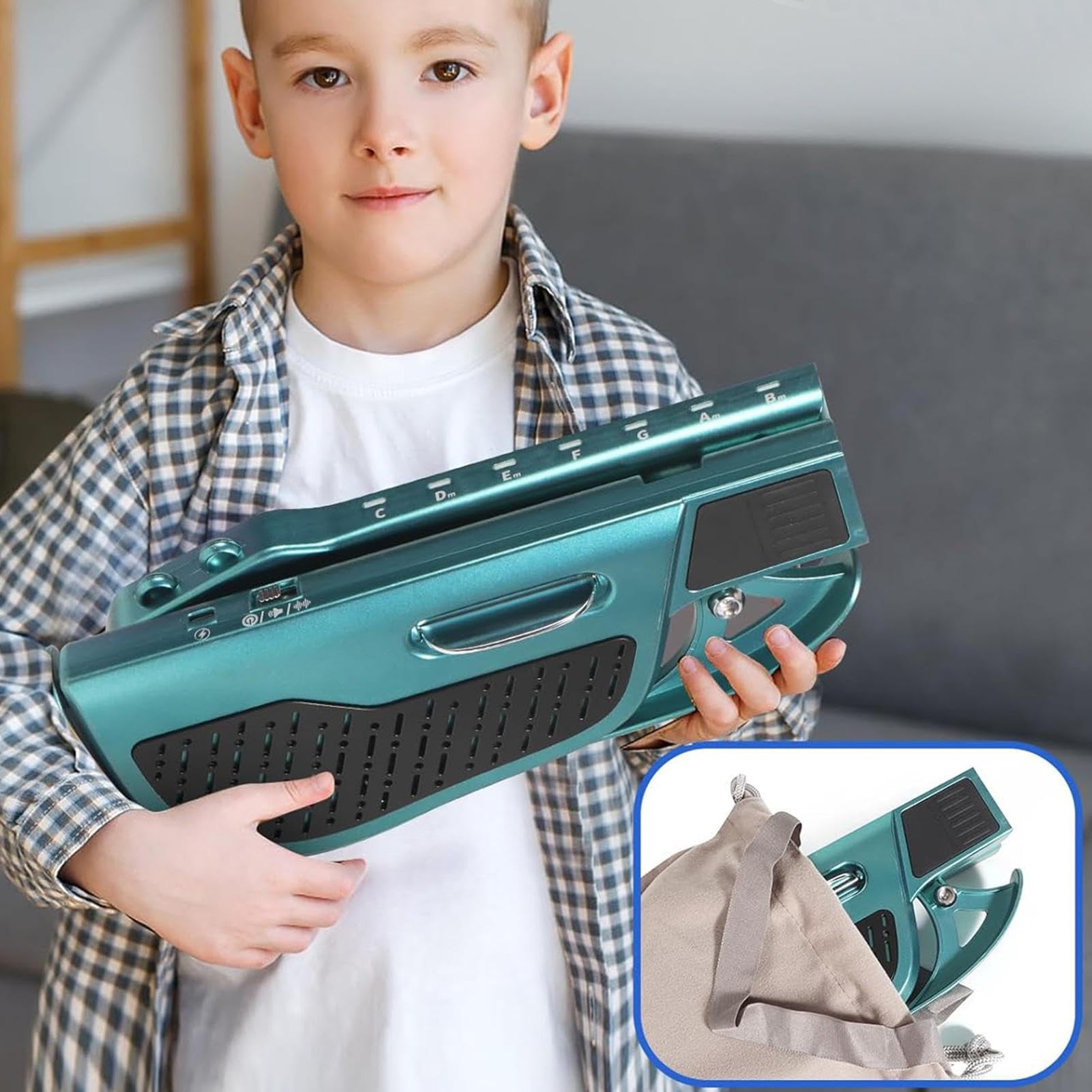 Chitarra Giocattolo Chitarra Elettrica Senza Corde | Strumento Musicale Elettrico Piegevole per Educazione Musicale Bambini Viaggio Casa Scuola Attività