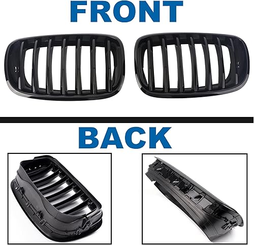 Miniatura 97 de Parrilla de riñón para parachoques delantero, color negro brillante, compatible con BMW X5 E70 X6 E71 2007-2014 doble listón doble línea Láminas