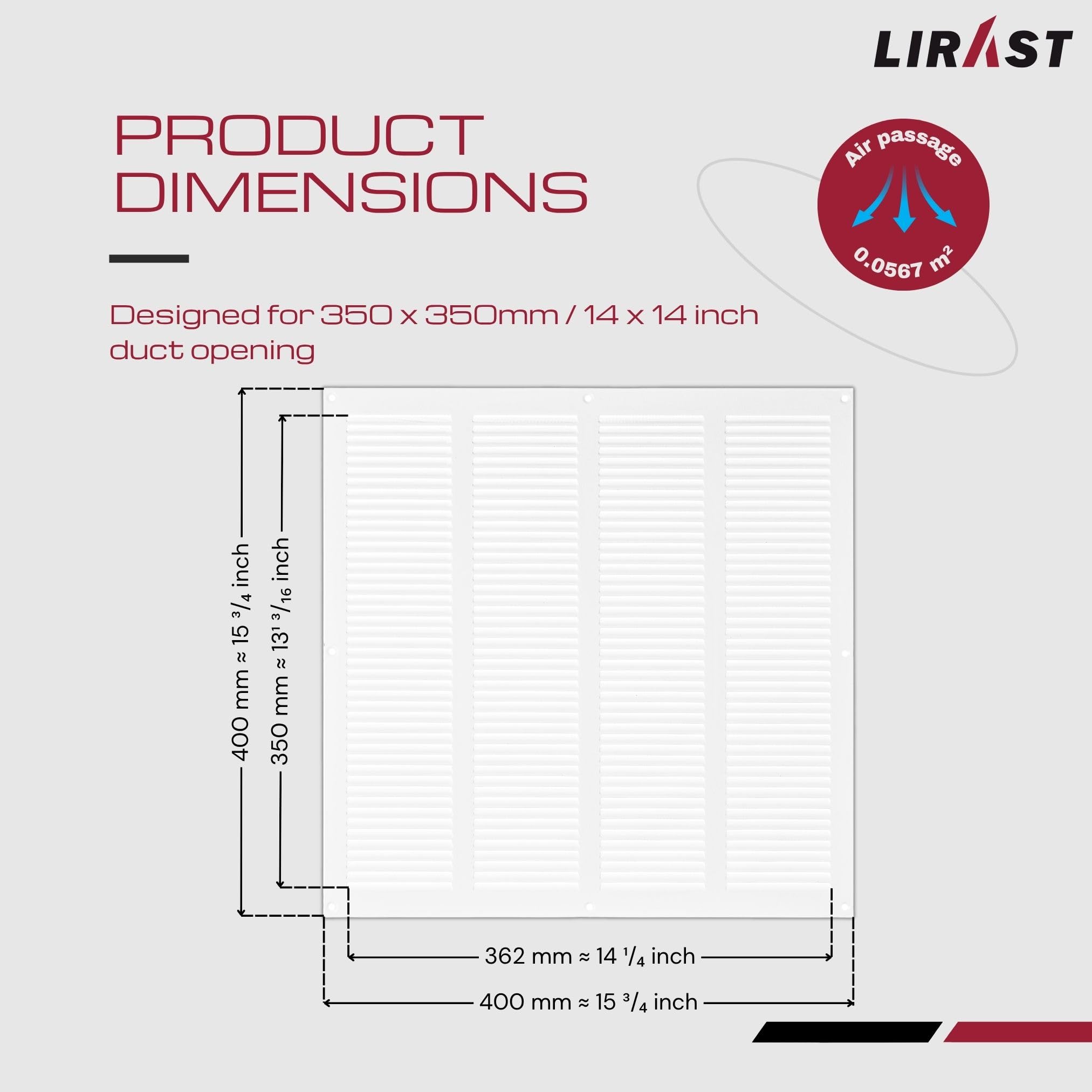 400x400mm Griglie D'Aerazione/Ventilazione in Metallo - Bianca Griglia D'aria con Rete Anti Insetti