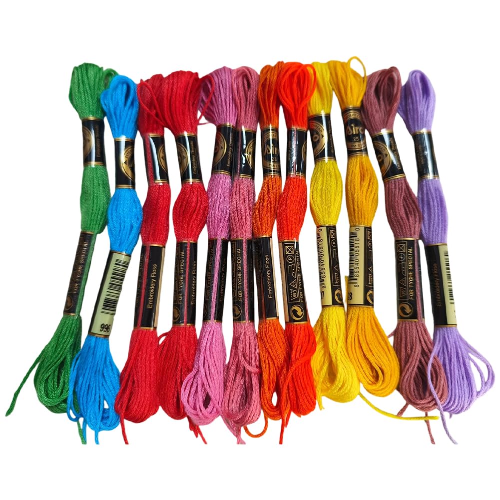 12 Skeins Rainbow Embroidery Thread Variegated Floss for Sewing