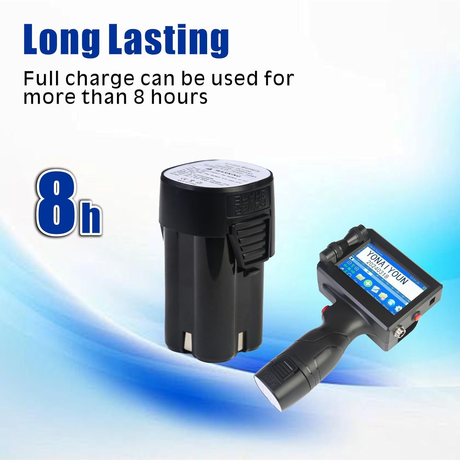 Handheld Inkjet Printer Gun with Quick-Drying Ink Cartridge & 4.5 Inch Touch Screen - Supports 28 Languages & QR Code Barcode - Ideal for Printing Production Dates, Times, Logos & Batches