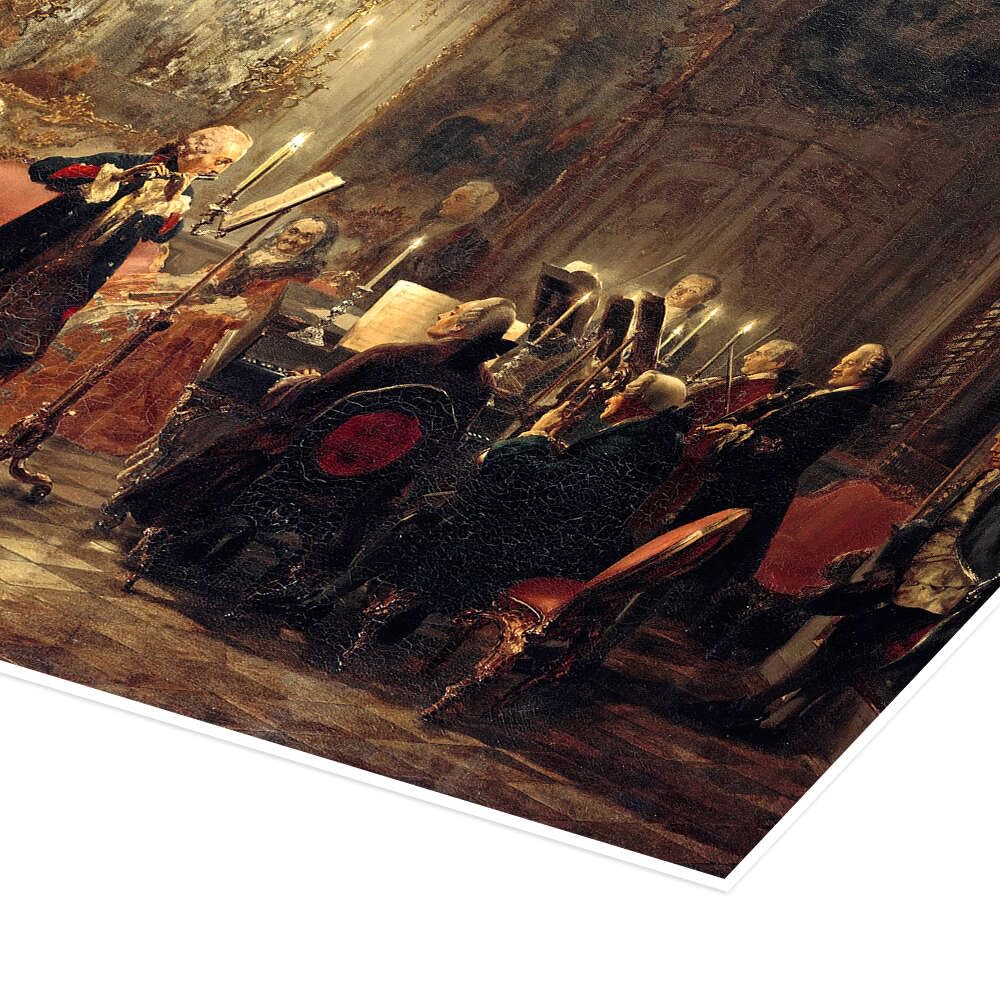 Posterlounge Il concerto per flauto Poster | 120 x 80 cm di Adolph von Menzel Quadri Decorazione per pareti