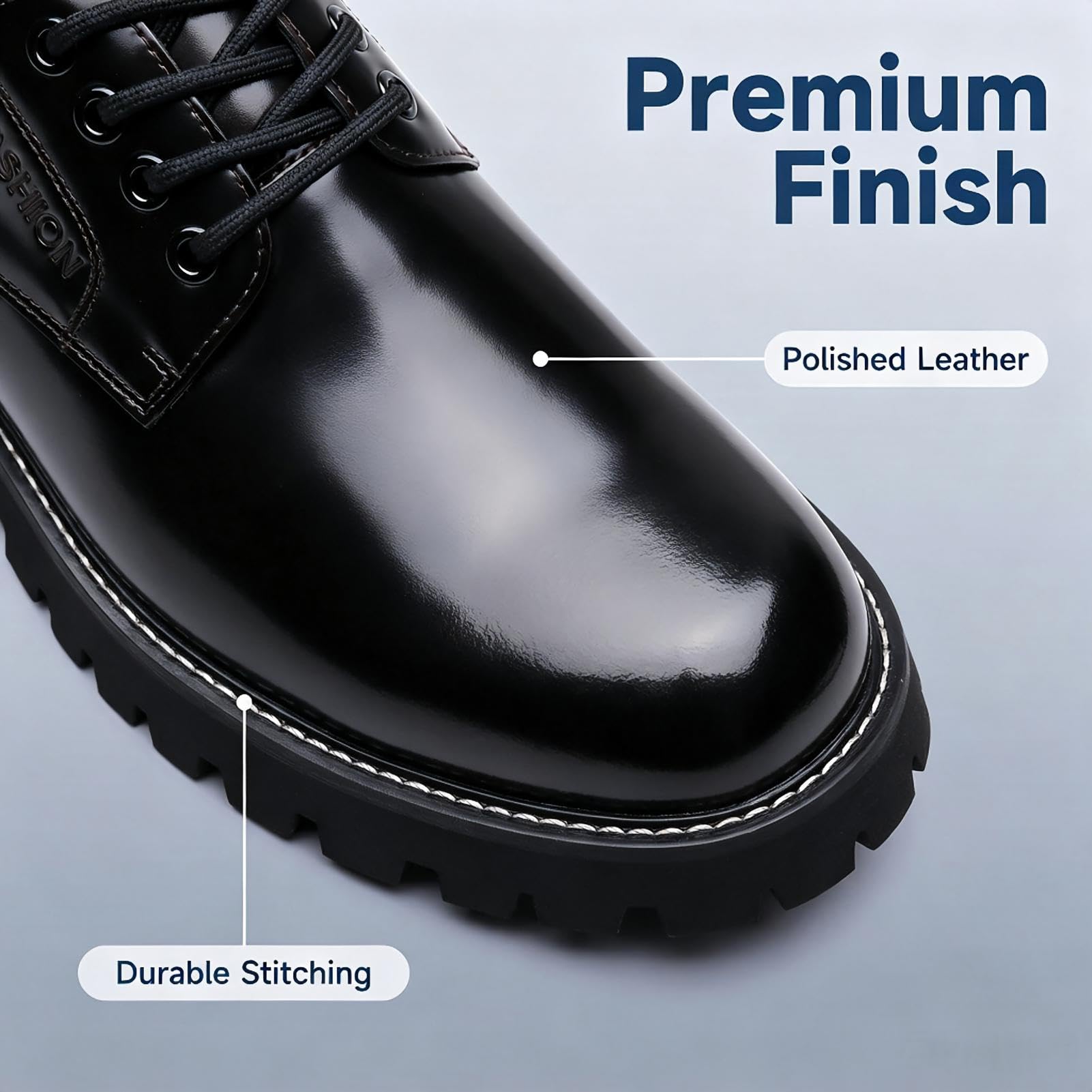 Zapatos de Vestir Hombre Suela Gruesa Plataforma Elevadora, Zapatos Derby Piel Brillante Marrón Formales Casuales con Cordones, Zapatillas Moda Streetwear para Oficina Boda Fiesta