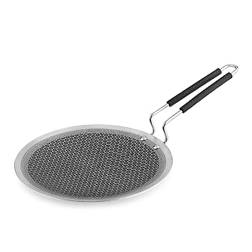 Millerhaus Triply Honeycomb 25cm Roti Tawa, Honeycomb Pattern with Non-Stick Coating, Metal Utensil Safe, Healthy Cooking, Even and Faster Heating, Stay Cool Wired Handle - Induction and Gas Ready