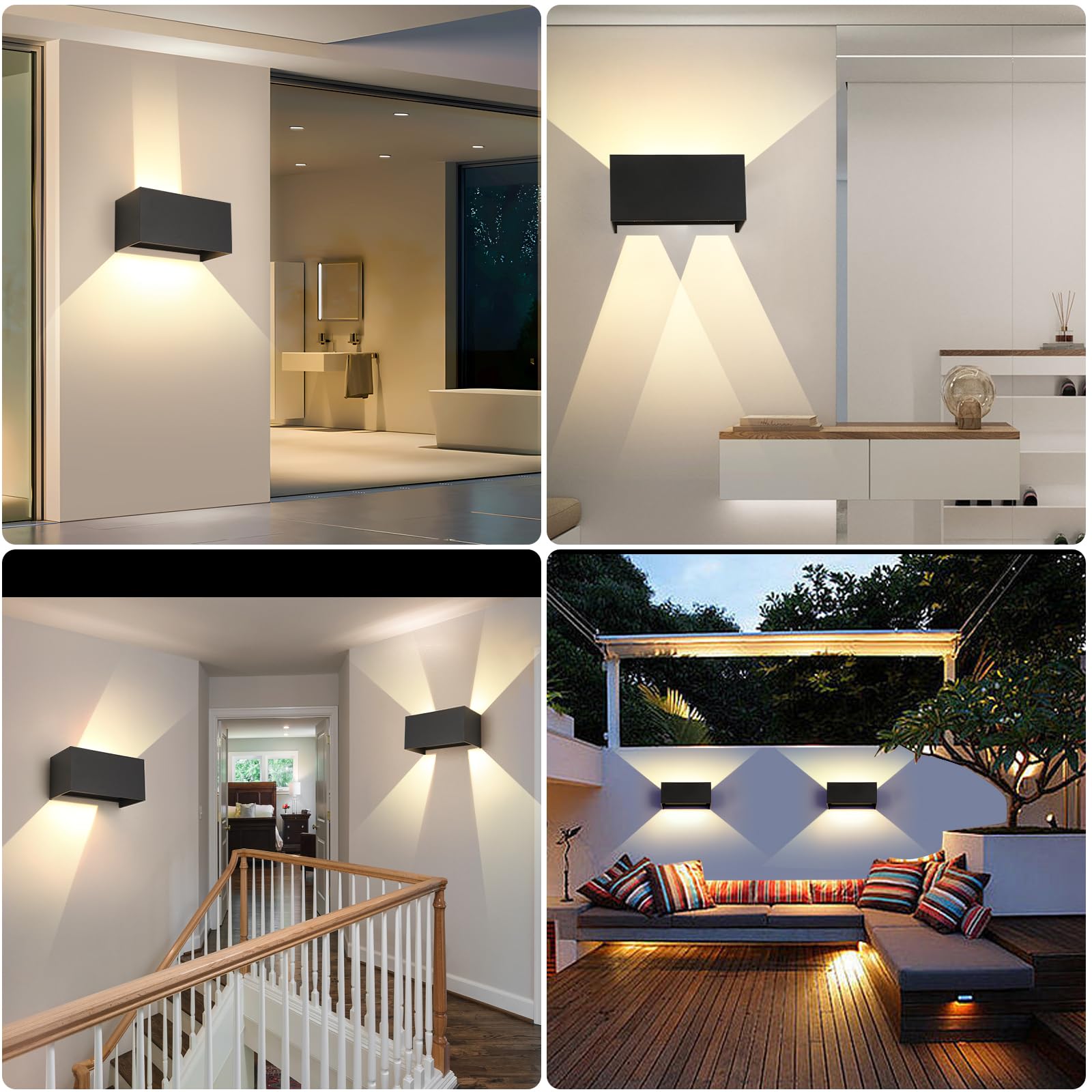 25W LED Applique da Parete Esterno/Interno con Sensore di Movimento e Crepuscolare 4000K Luci Naturale IP65 Impermeabile Moderno Alluminio Lampada da Esterno Angolo di Luce Regolabile Nero