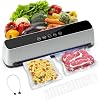 Vacuum Sealer Machine, 5-IN-1 Vacuum Sealer for Food, Powerful Fully Automatic Food Saver with DryMoist Mode & LED Smart Touch, Updated Vac & Seal System with 15 Vacuum Seal Bags, 1 Hose
