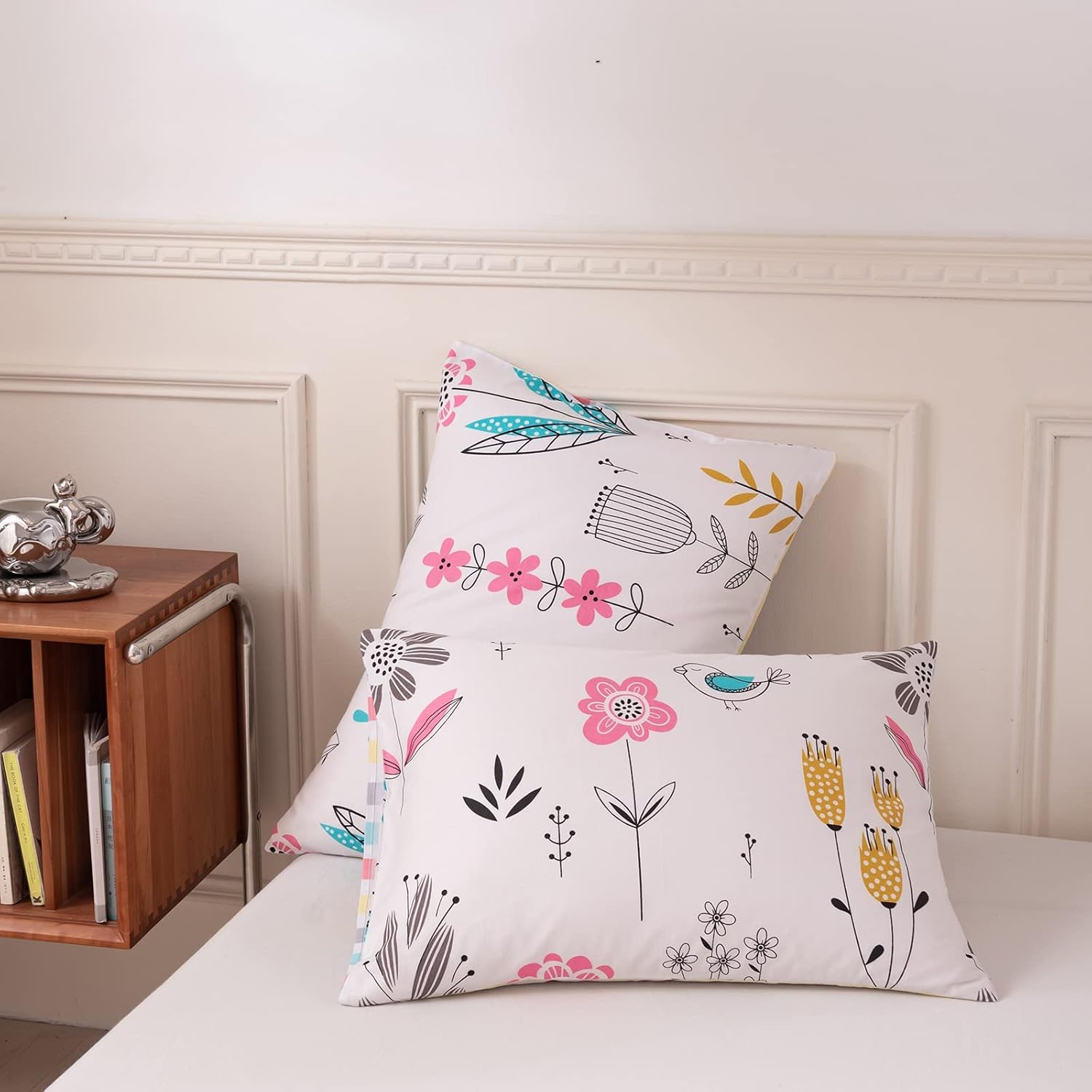 FenDie Floral Pillow Cases Queen 2 Piece 100 Cotton Standard Pillowcase Set of 2