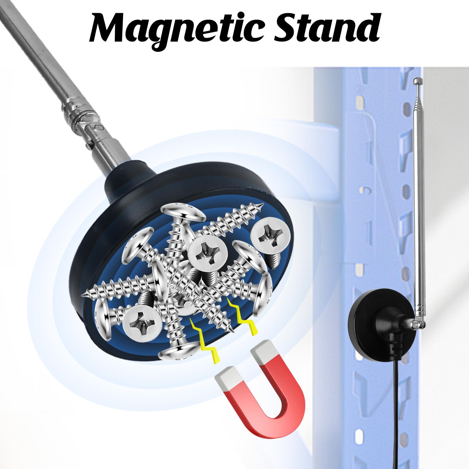 Antenne Radio FM Dab Intérieure 79CM avec Base Magnétique et Câble 3M, Réception Numérique HD pour Récepteur Stéréo, Home Cinéma, Tuner HiFi, TV, Audio Vidéo