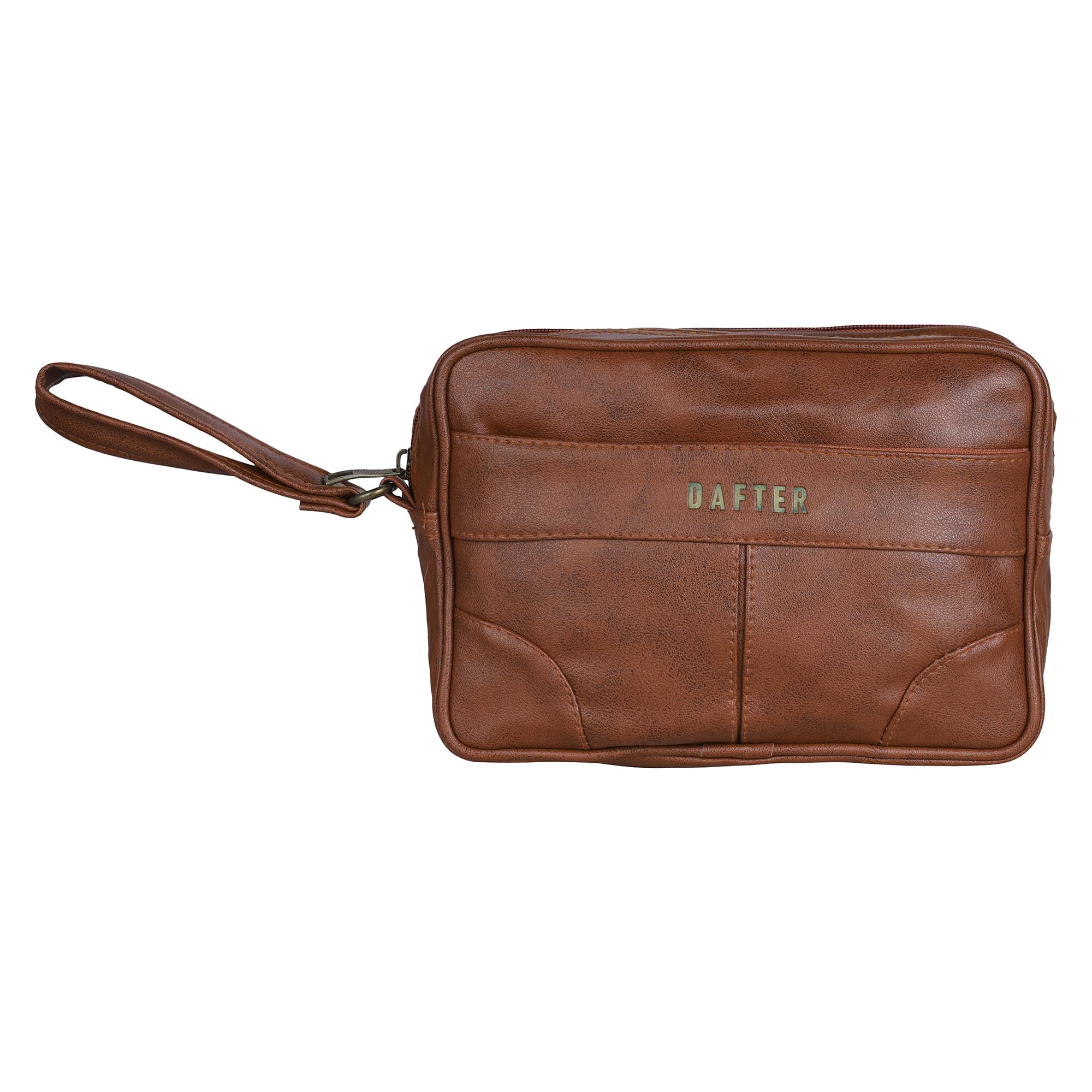 Multipurpose Portable Toiletry Kit - Foam Leather Unisex Pouch for Travelling - Shaving Kit or Makeup Cosmetic Kit Organizer Toiletry Bag for Travel (D0001549_Tan)-image-3