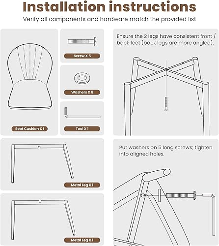 Miniatura 5 de Lamberia Juego de 2-4 sillas de comedor, sillas de tela resistentes a los arañazos, modernas de mediados de siglo, sillas de comedor tapizadas para
