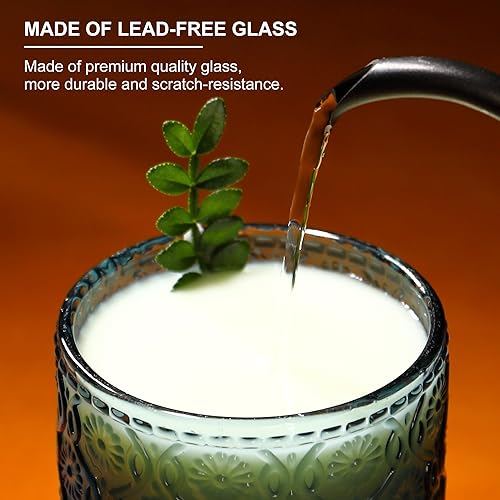 Miniatura 3 de Juego de 12 vasos azules para beber, 12 onzas Highball y vasos de cóctel de 10 onzas, juego de cristalería vintage de cocina azul, vasos de vidrio