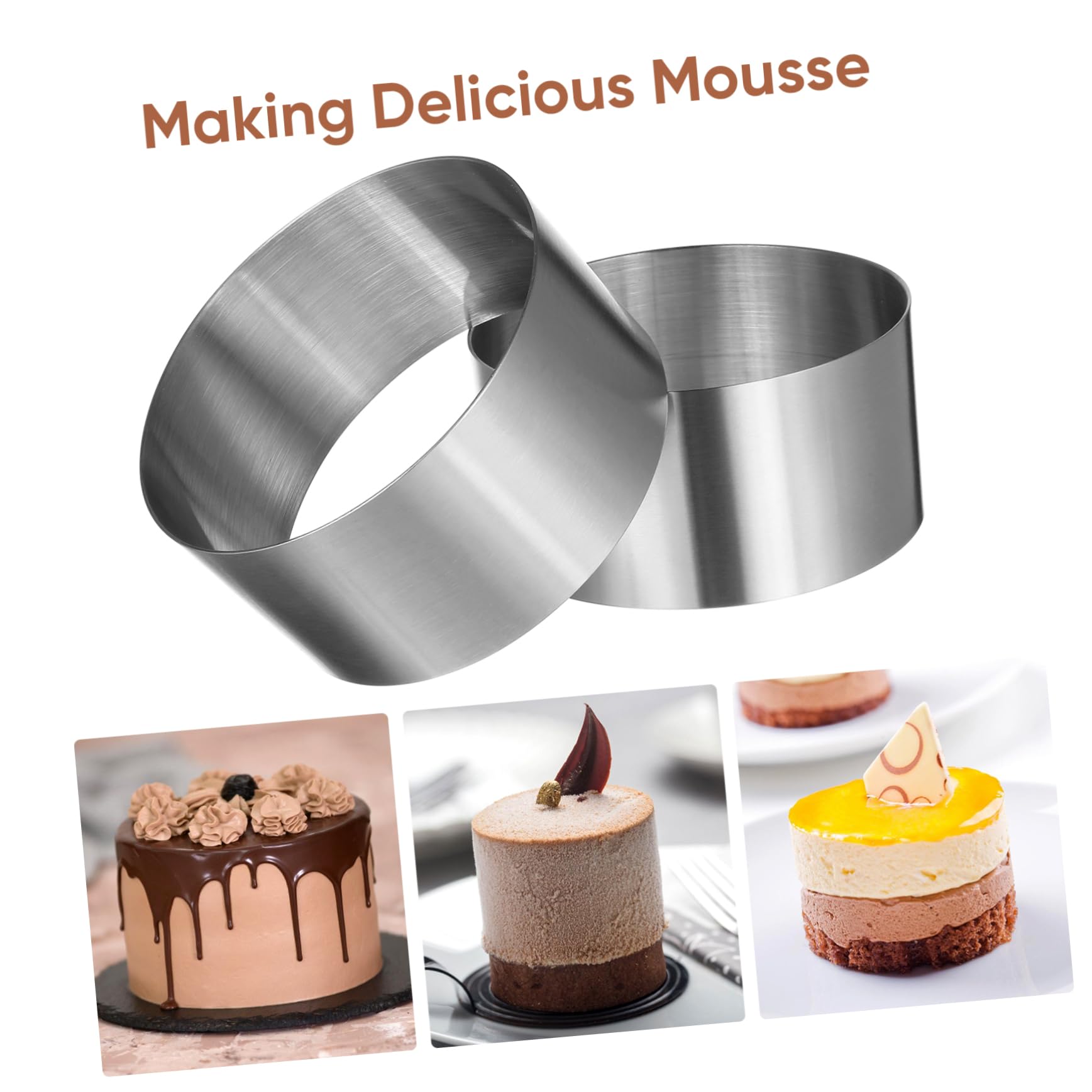 BESTYASH 4Pcs Stainless Steel Pastry Round Baking Tools for Cakes Mousse Cookies Kitchen Accessories for Family Baking