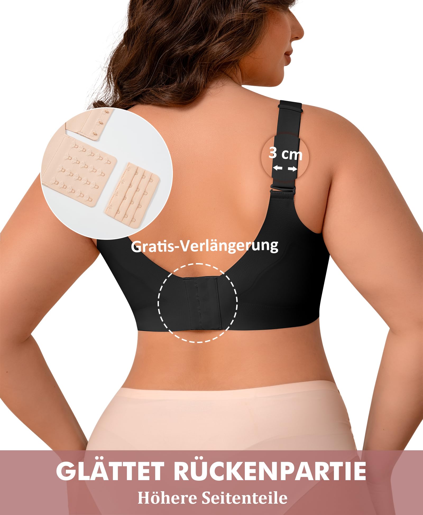 Werena Minimizer BH Damen Ohne Bügel für Große Brüste Seamless Jelly Push Up Bra mit Starkem Halt Vollschalen Bügelloser Entlastungs BHS Komfort Soft T-Shirt Breite Träger Bralette