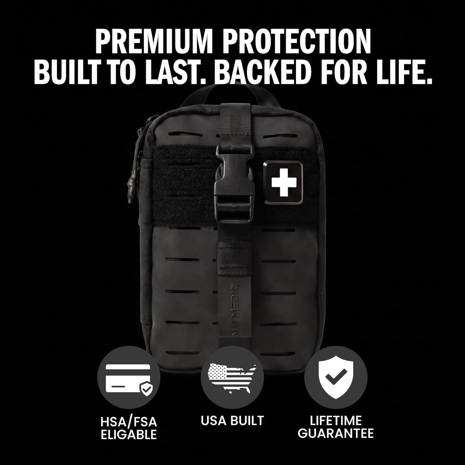 MY MEDIC MyFAK PRO Tactical IFAK Trauma Kit & First Aid Kit with Tourniquet - HSA FSA Items - Built in USA - Combat Medical Supplies, Trauma Pack & Molle Bag for Car, Truck, Vehicle, Boat & EDC, Black