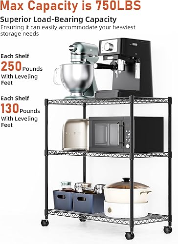 Miniatura 10 de iPower Simple Deluxe - Estantería resistente de 5 estantes con ruedas, unidades de almacenamiento ajustables, estante organizador de alambre de