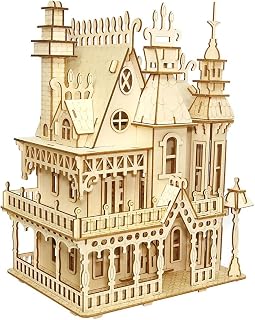 CUTEROOM Fantasy Villa 3D Puzzle House Kit - DIY Miniature Dollhouse for Adults, Creative LED-Lit Birthday Gift