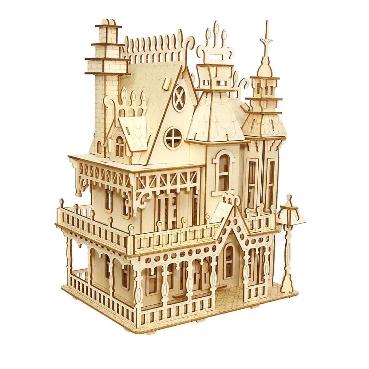 3D Puzzle House, Fantasy Villa Model Kit DIY Miniature Dolls House Kits Birthday Gift for Adults (Fantasy Villa)