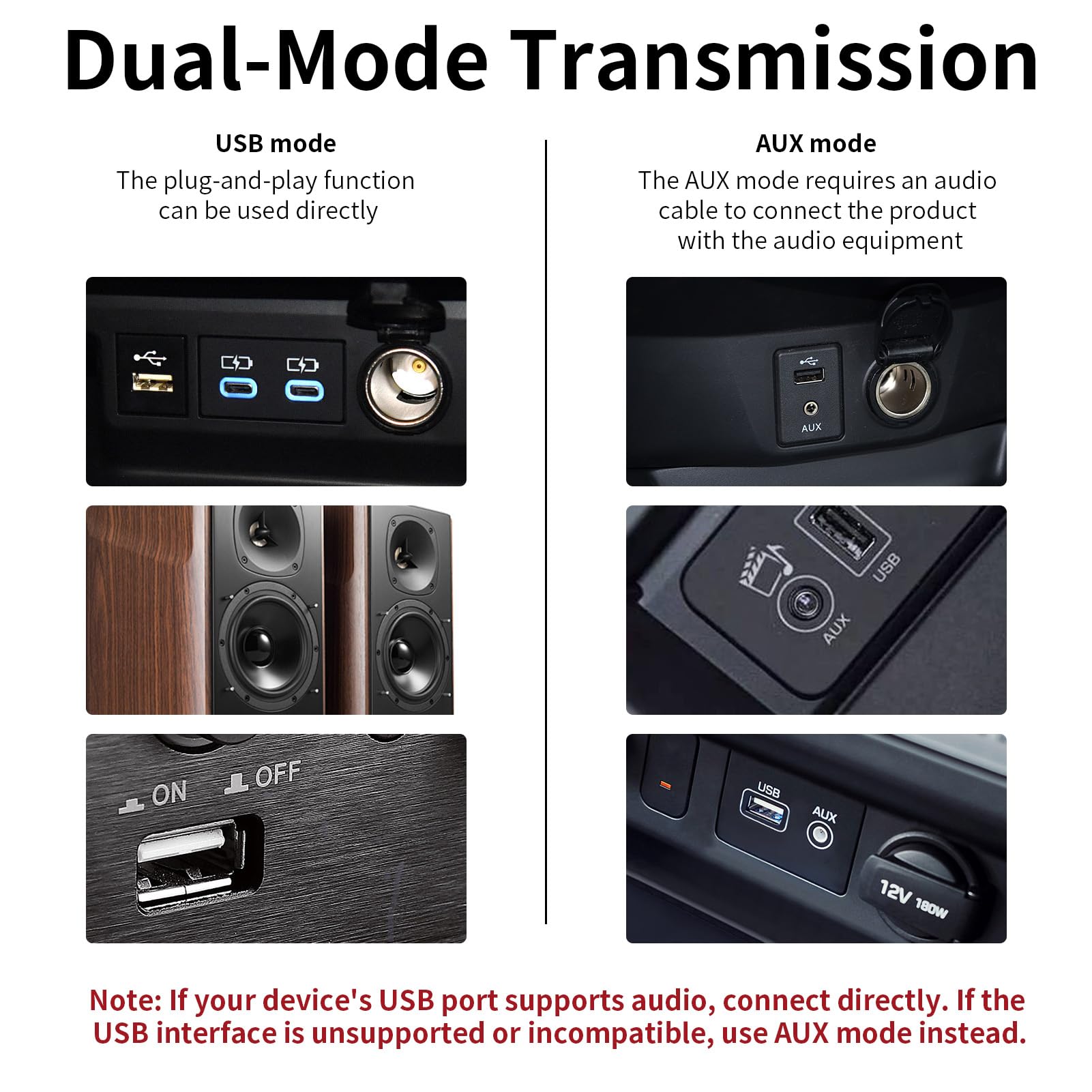 Adaptador USB Bluetooth 5.1 para Coche con Salida AUX y USB con Cable de Audio de 3,5 mm, Receptor Bluetooth Plug and Play para Altavoces y Llamadas Manos Libres