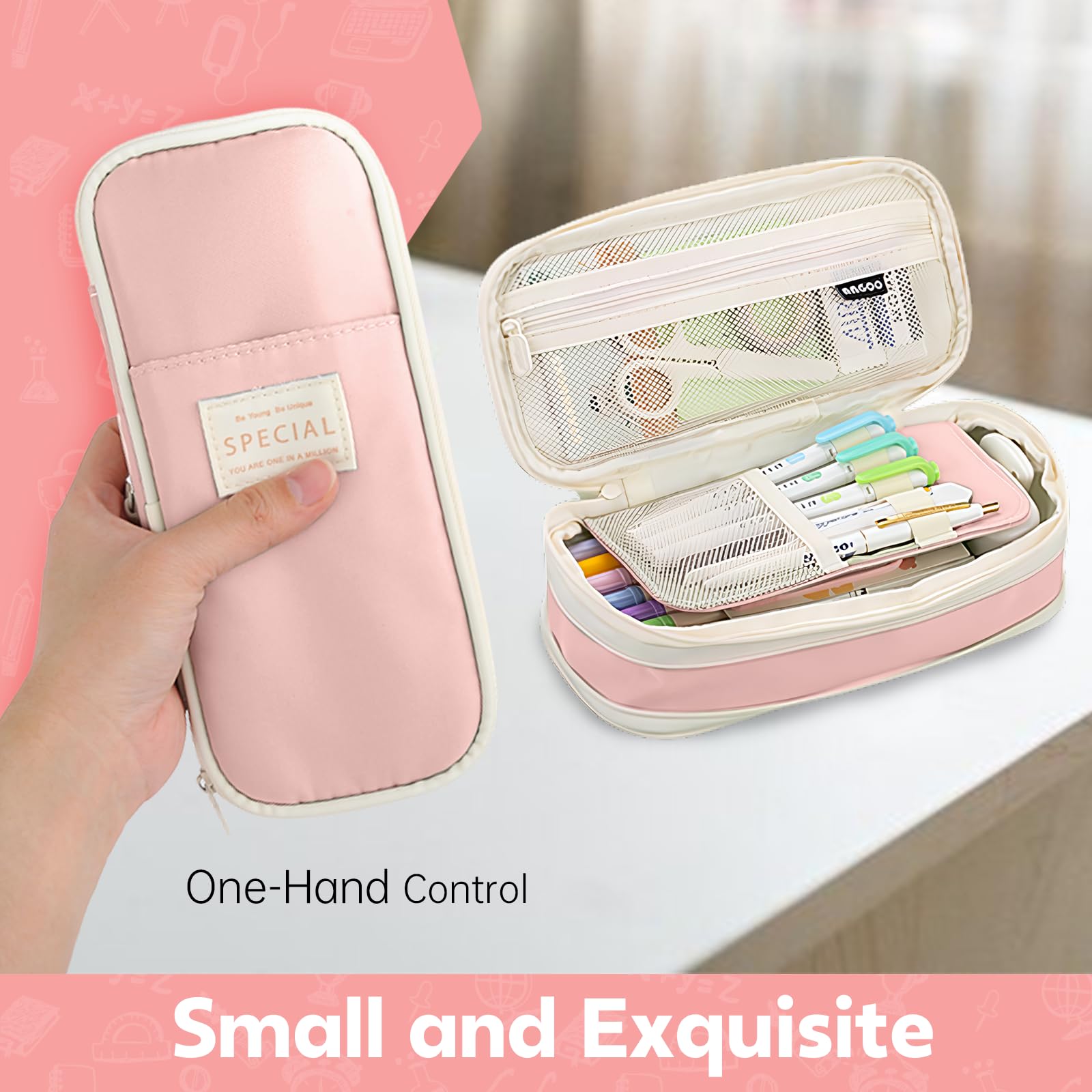 PUPTILY Estuche Para Lápices, Estuches Estéticos De Gran Capacidad Con Cremallera