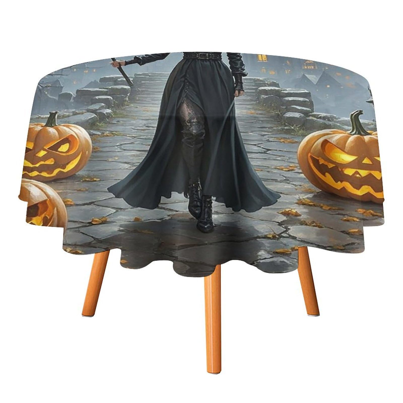 SMAZDFXX Witches Tablecloth for Restaurant, Round Polyester Table Cover 50x50in for Party