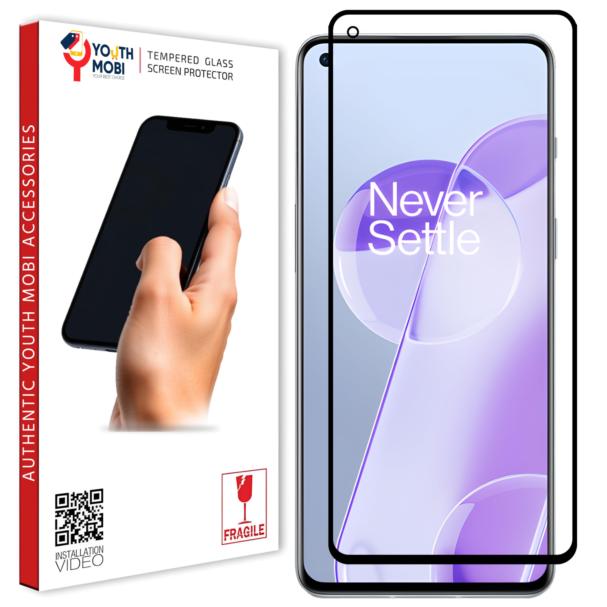 Tempered Glass Screen Protector Compatible For Oneplus 9Rt 5G (Black) Edge To Edge Coverage With Easy Installation Kit For Cellphone-image-25