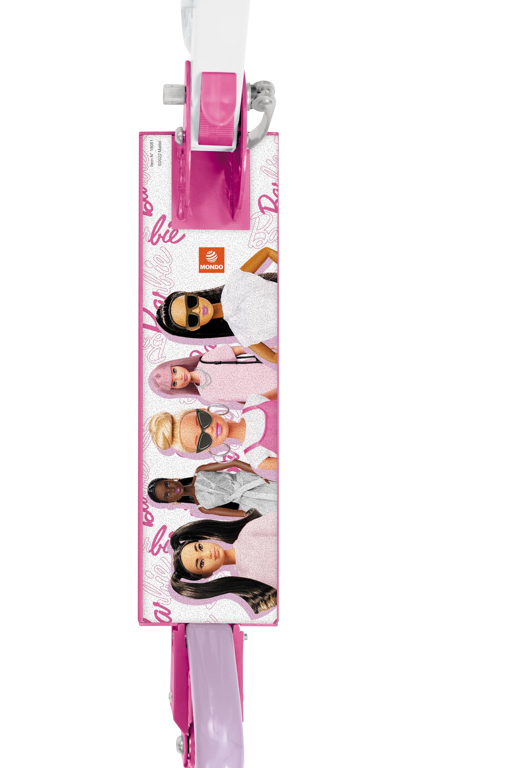 Mondo Toys - Monopattino in alluminio per bambino bambina Mattel Barbie - manubrio regolabile - scooter a 2 ruote - 18081