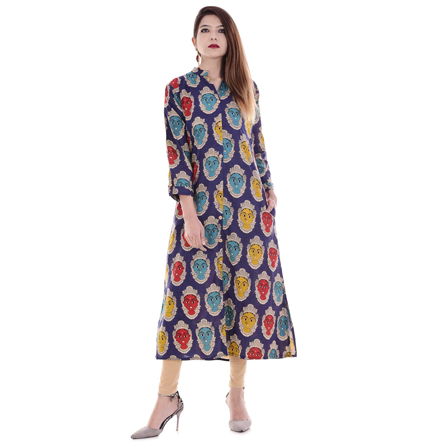 Indian Women's Printed Cotton Kurti Multicolor Top