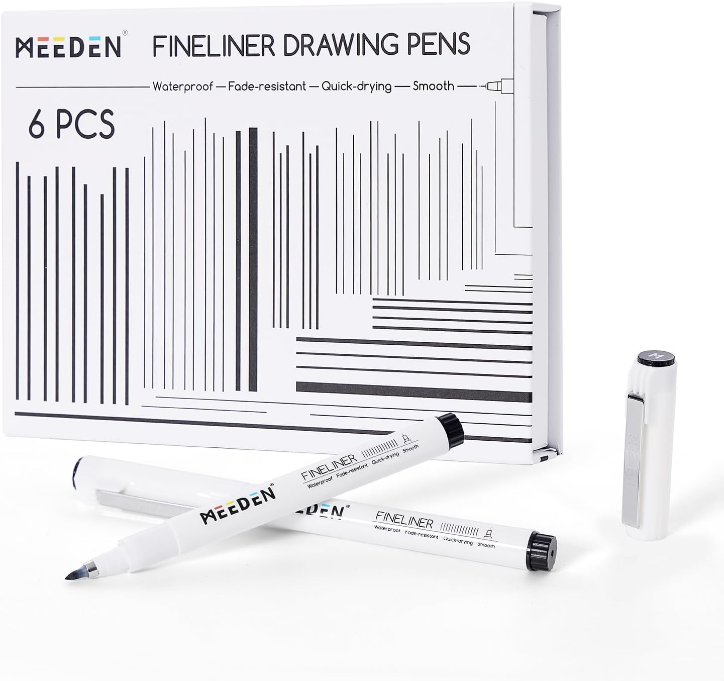MEEDEN Micro Fineliner Drawing Pens: 0.5-2mm M Nib, 6 Pack, Black Ink