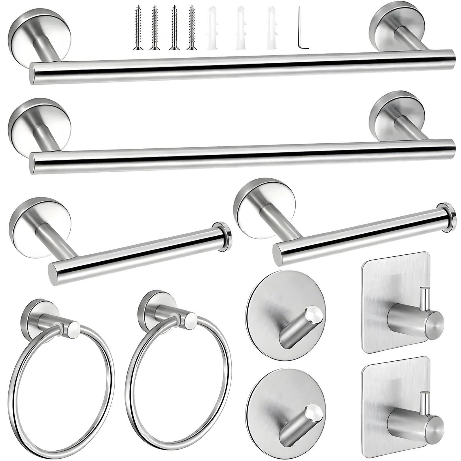 Bathroom Towel Rack Adhesive Towel Rings Robe Hook Holder Bathroom Accessory Set Easy to Installation Accessory