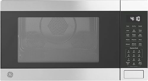 GE GCST10A1WSS Horno de microondas de convección de 1.0 pies cúbicos, microondas de 1050 W para encimera con parrilla y bandeja para verduras,