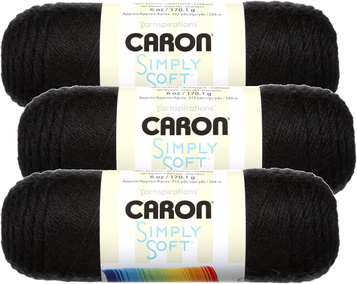 Caron Bulk Buy: Caron Simply Soft Yarn Solids (3-Pack) Black #H97003-9727