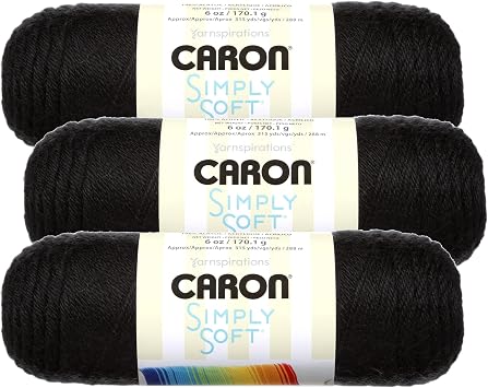 Caron Bulk Buy Caron Simply Soft Yarn Solids 3-Pack Black #H97003-9727
