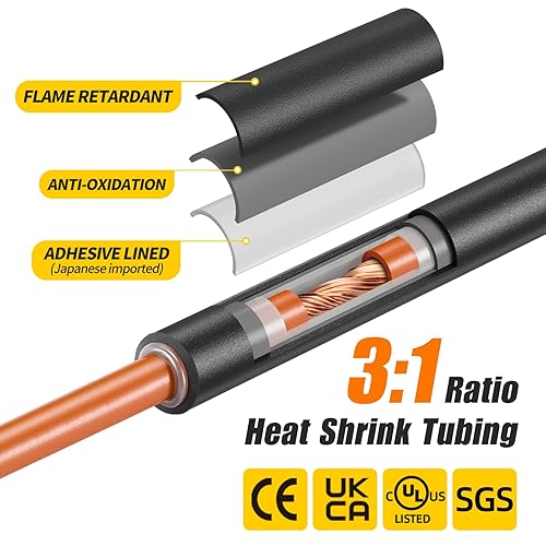 Miniatura 3 de Kit de 400 tubos termorretráctiles, tubos termorretráctiles industriales con forro adhesivo 31 para cables y kits termorretráctiles de grado marino,