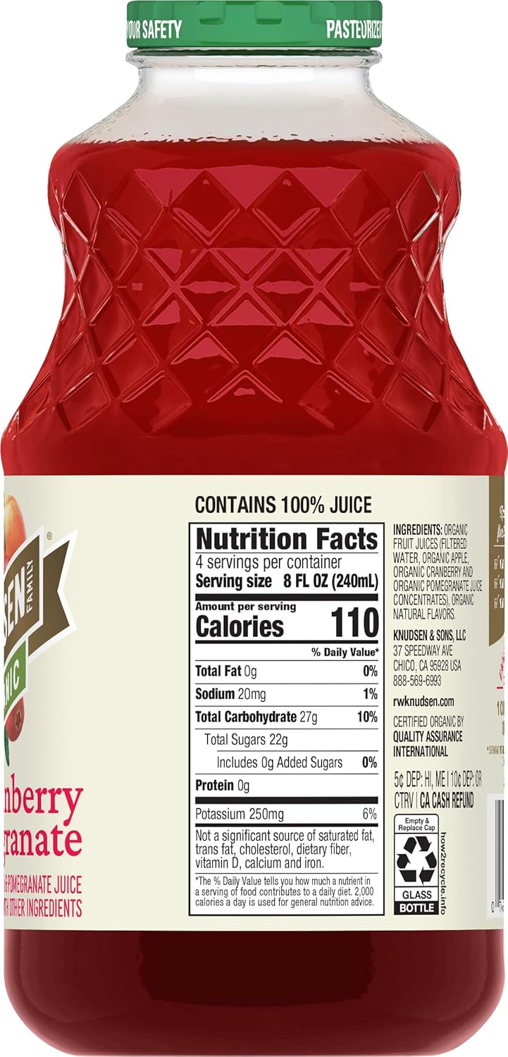 R.W. Knudsen Family Organic Cranberry Pomegranate Juice Blend, 32 Ounces
