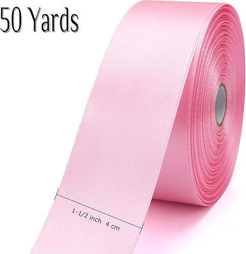 Miniatura 69 de Cinta de oro rosa de 1-1/2 pulgadas, para envolver regalos, 50 yardas, corona de fiesta de boda, costura, accesorios para el cabello, decoración