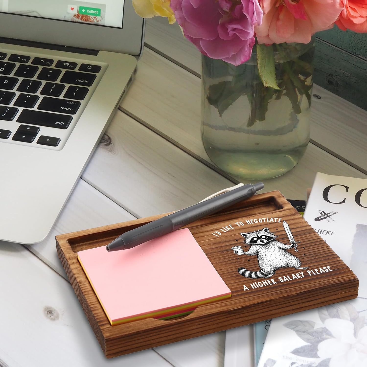 I’d Like to Negotiate Sticky Note Holder, Funny Raccoon Quote Self-Stick Note Pad Holders, Sarcastic Work Mental Health Humor Gifts Present for Women, Men, Coworker, Friend ZSS116