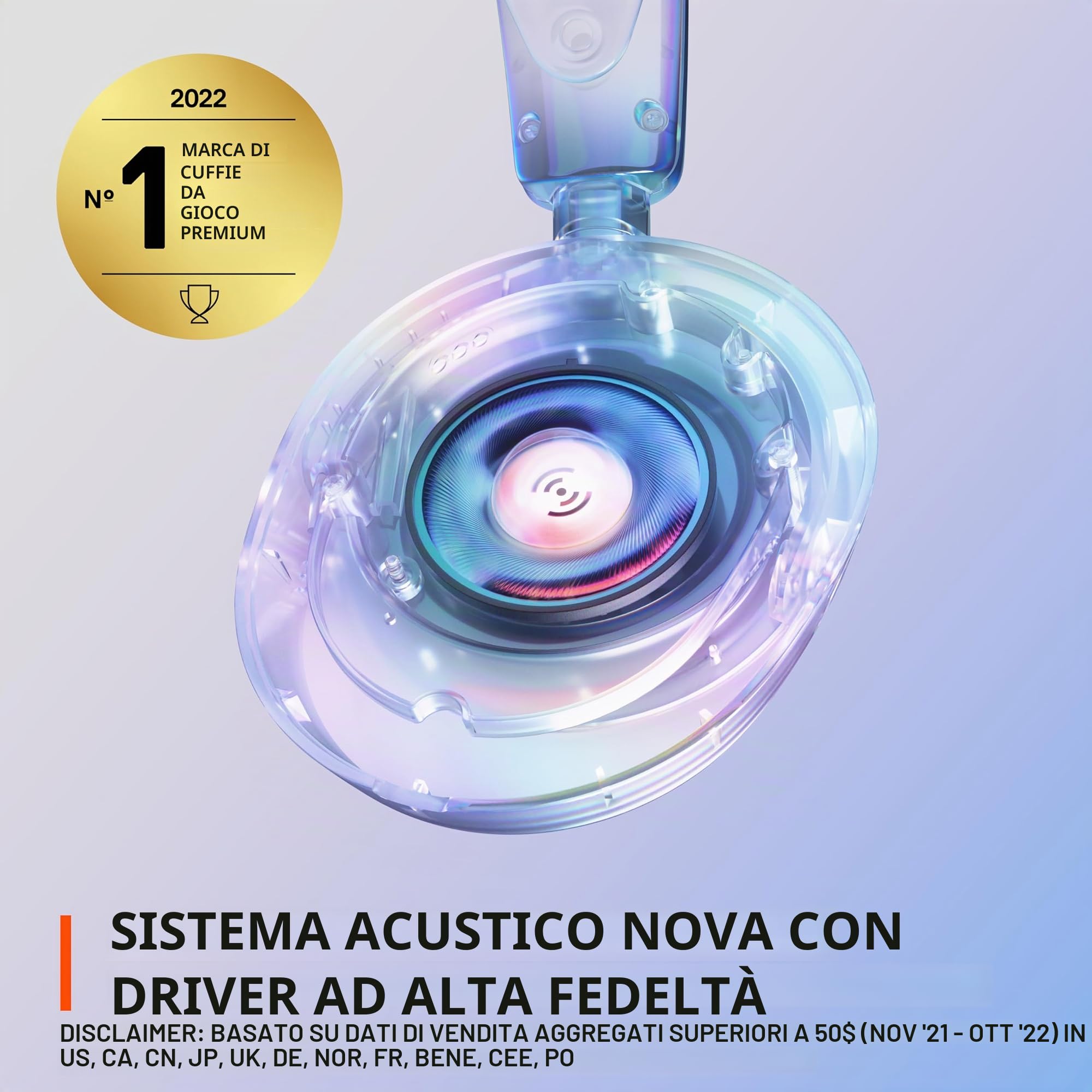 SteelSeries NUOVO Cuffie da gioco multi-sistema Arctis Nova 1 - Driver Hi-Fi - Audio spaziale a 360° - Design confortevole - Durevole - Ultra leggero - Microfono con cancellazione del rumore - PC,