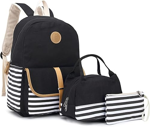 Miniatura 8 de Pawsky Mochila escolar de lona para niñas y mujeres con bolsa de almuerzo y bolsa para lápices, Floral-1, Moda
