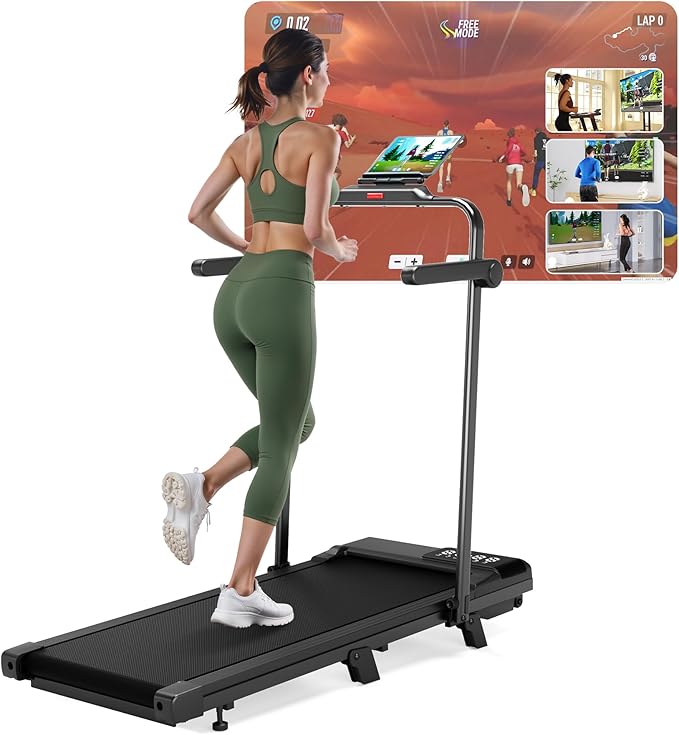 Tapis roulant, tapis roulant con LCD Scarn, pedana da 2,5 HP con APP e controllo remoto, carico massimo Max 159 kg, con corsi di allenamento e corse, 1-6 km/h per casa o ufficio