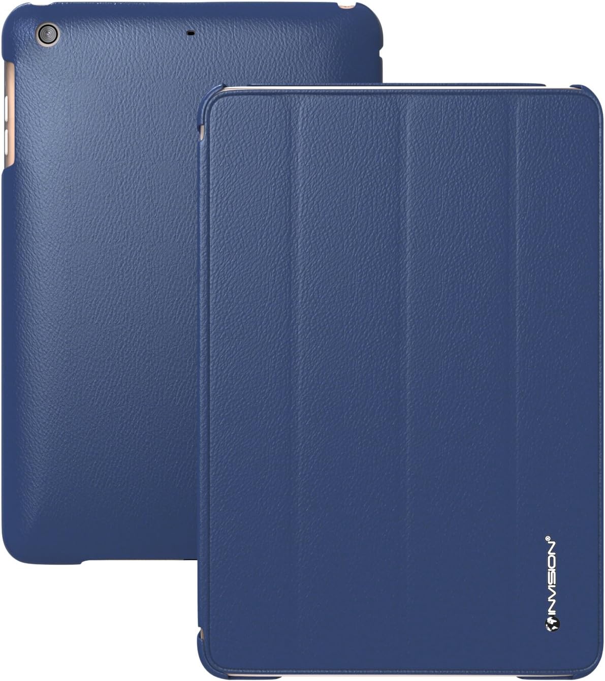 Invision iPad Case 9.7 inch 2018/2017 Protective Smart Cover with Triple,layer Protection & Reinforced Impact Zones – Quality PU Leather Finish & Microfibre Inner, Auto Sleep/Wake Function Dark Blue