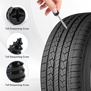99Pcs Tyre Repair Kit Rubber Nails, Car Puncture Repair Kit with Screwdriver, Fast Self-Service Tire Rubber Nails Tool, Tyre Repair Screw for Auto Motorcycles Bicycles (33S +33M +33L)