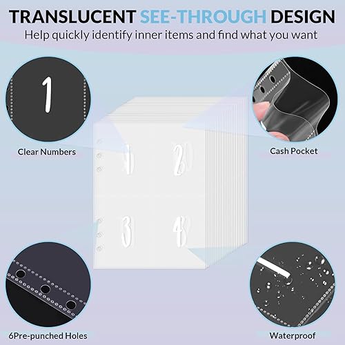 Miniatura 3 de Zuozee Carpeta de desafío de ahorro de dinero de 100 sobres, carpeta de ahorro A5 con sobres de efectivo, carpeta de presupuesto para planificación
