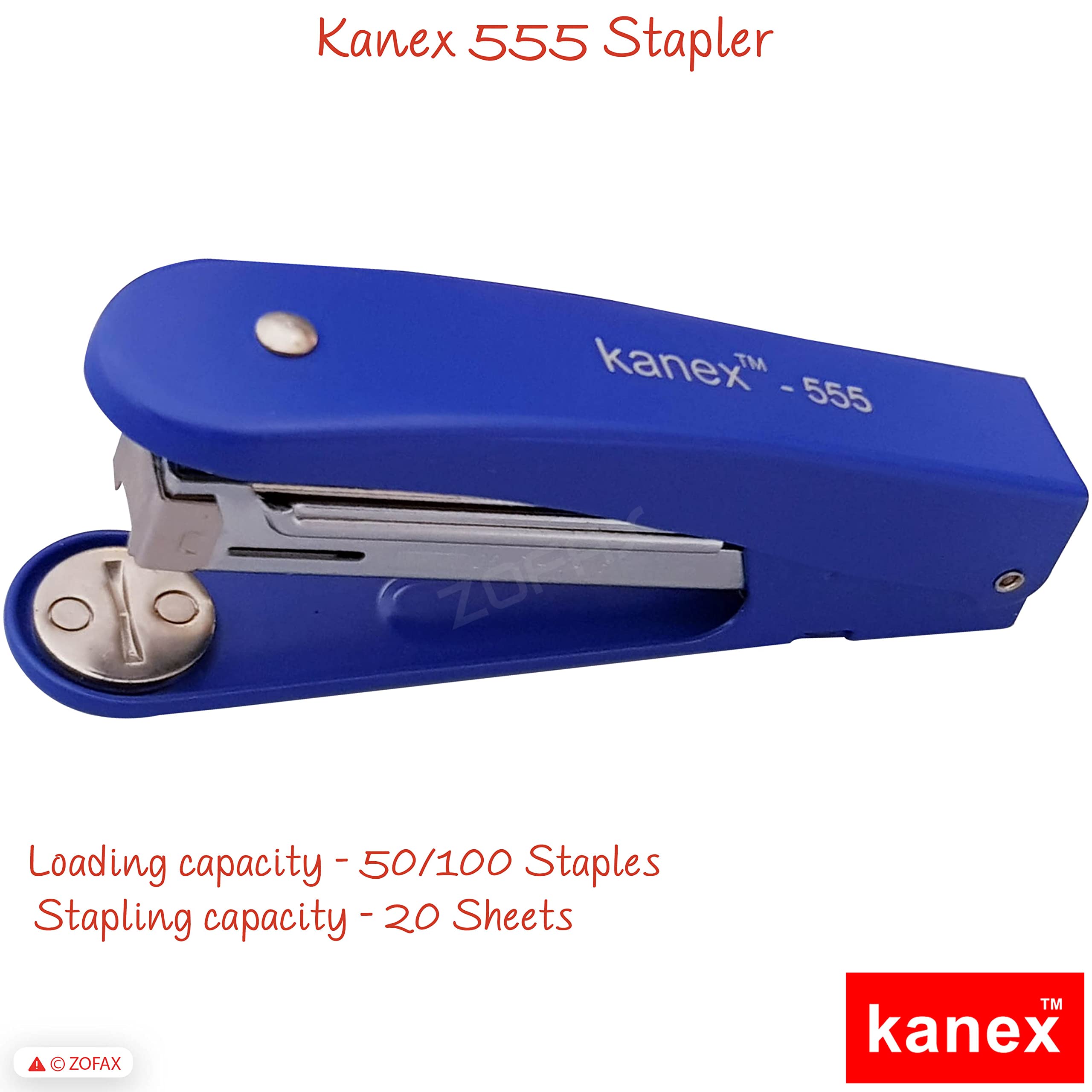 Z555 Metal Half Strip Stapler, BLUE Body + 1000 Staples, 30 Sheets Stapling, Tacking, Reload Indicator, 24/6 26/6 Staples, iZOFAX Black Ball Pen - Image 3