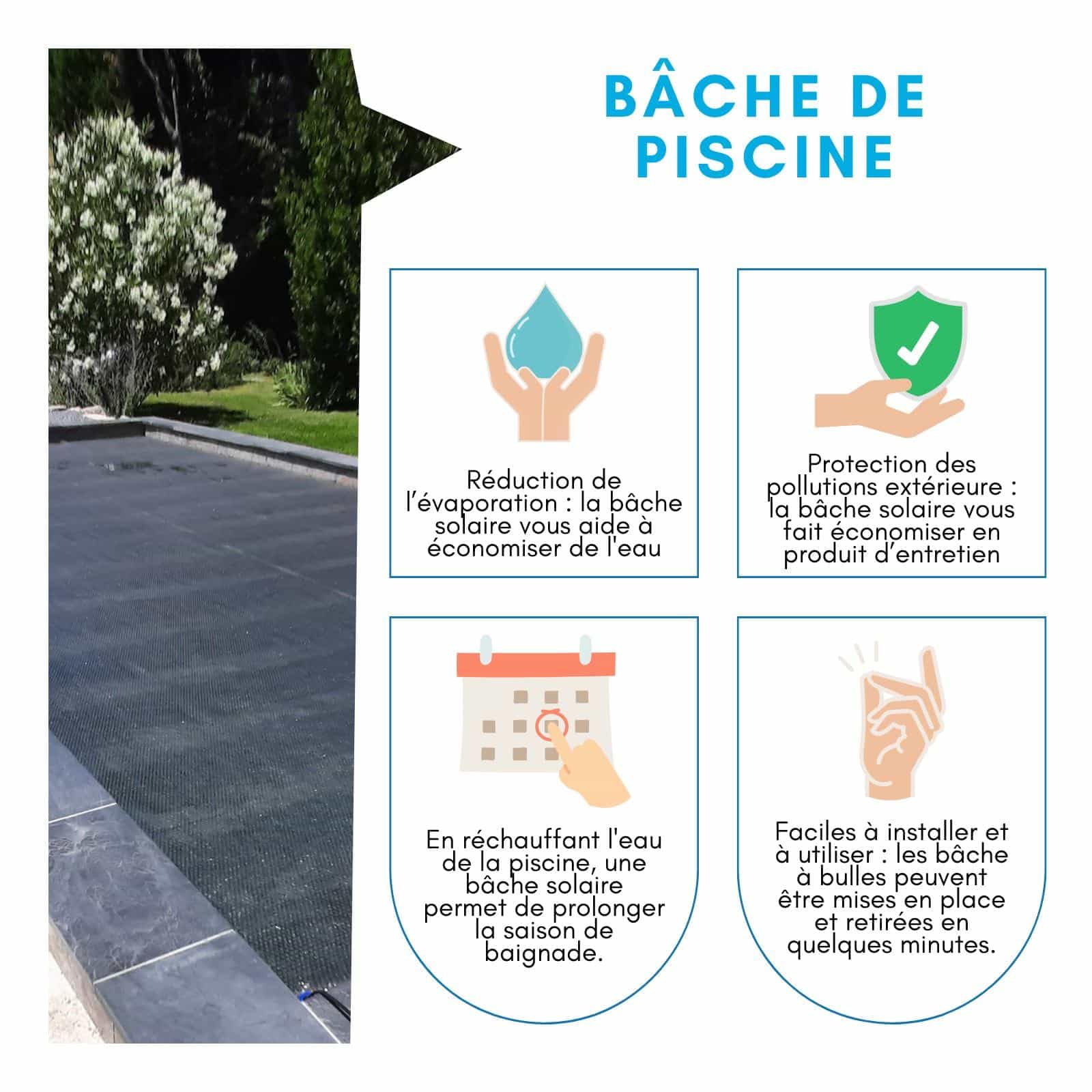 Bâche Solaire Piscine - Gris Silver - Rectangle - Epaisseur 350 Microns Haute Performance-Œillets Offerts-Idéale Piscine Hors Sol et Enterrée - Bache Piscine Solaire Bulles 4 x 2 m
